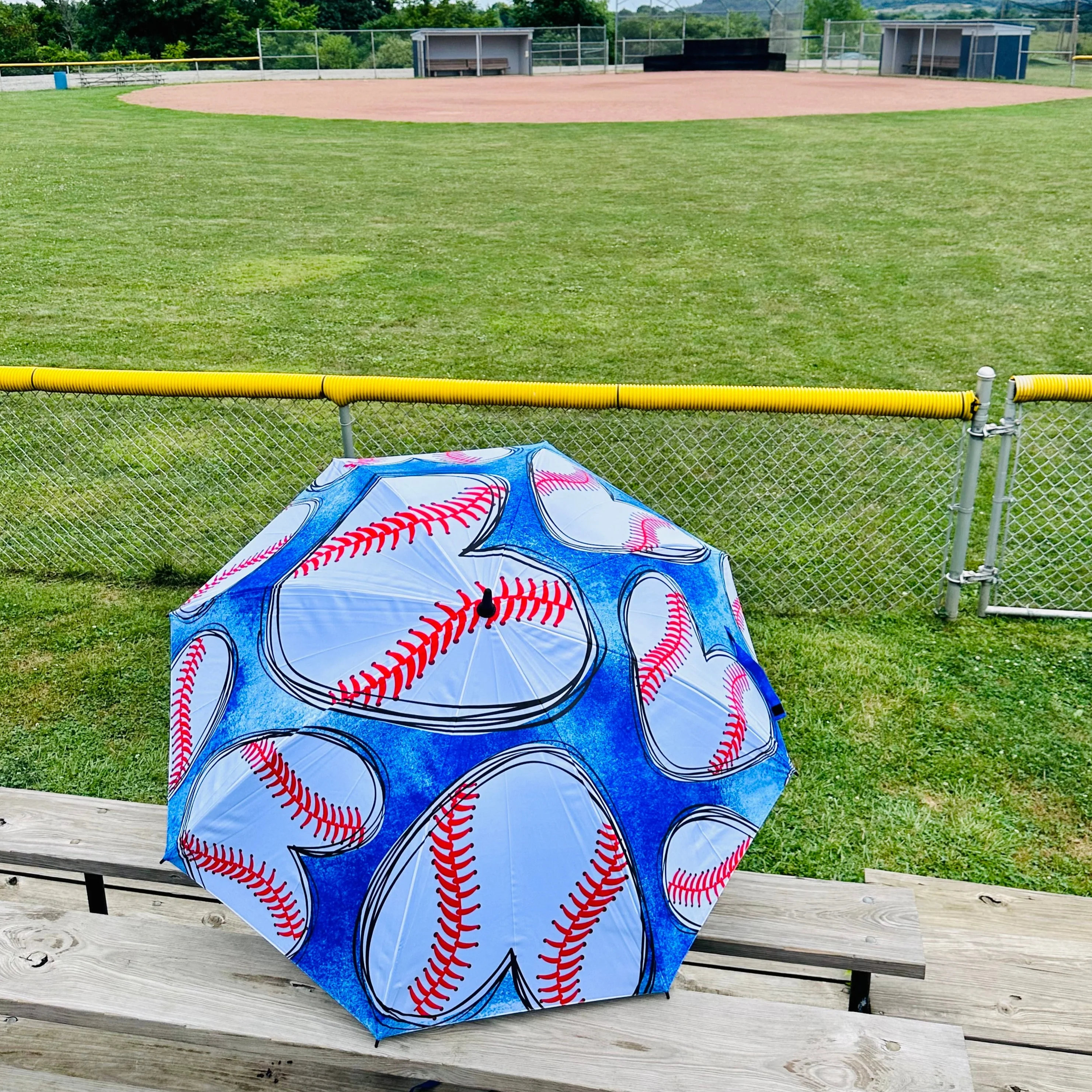 Baseball Hearts - UPF 50+ Large Golf Umbrella - Image 4