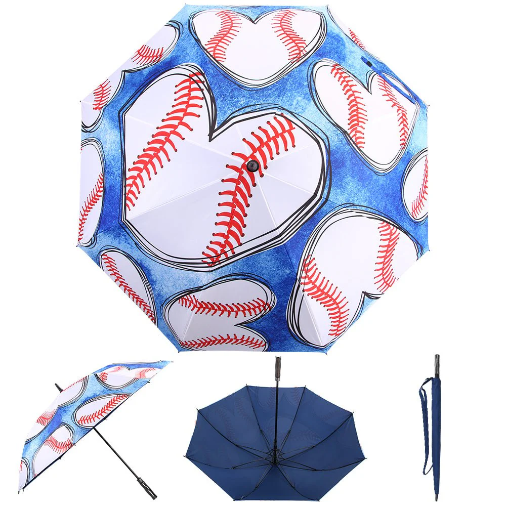 Baseball Hearts - UPF 50+ Large Golf Umbrella - Image 5