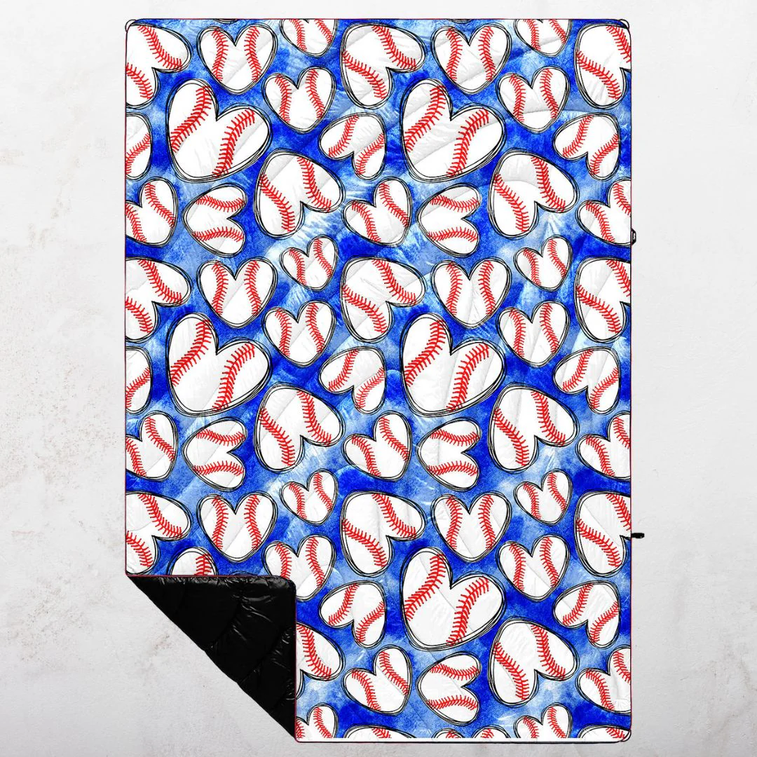 Baseball Hearts - Indoor/Outdoor Puffy Blanket - Image 4