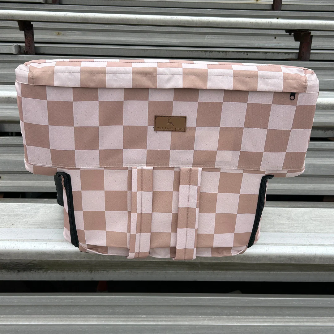 Speckled Beige Checkerboard 23" Stadium Seat with Armrests - Image 3