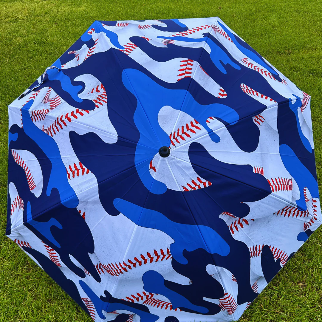 Blue Camo Baseball - Large Golf Umbrella - Image 3