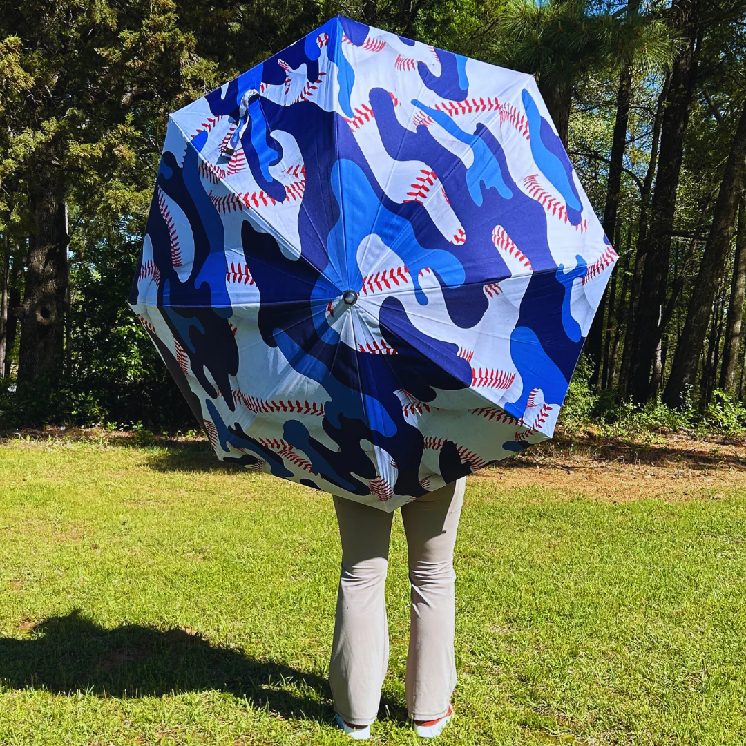 Blue Camo Baseball - Large Golf Umbrella - Image 4