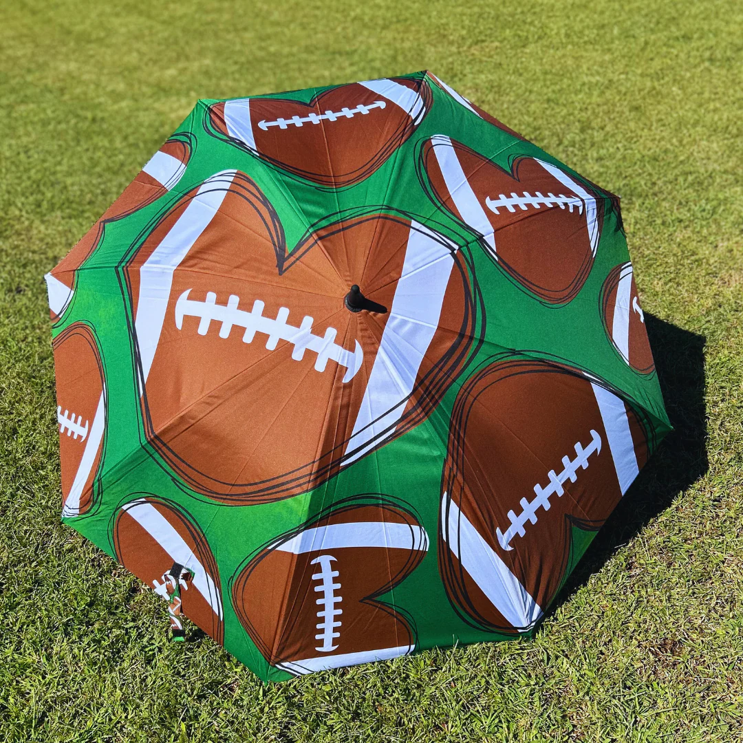 Football Hearts - UPF 50+ Large Golf Umbrella - Image 3