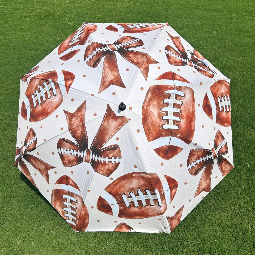 Footballs & Bows - UPF 50+ Large Golf Umbrella - Image 3