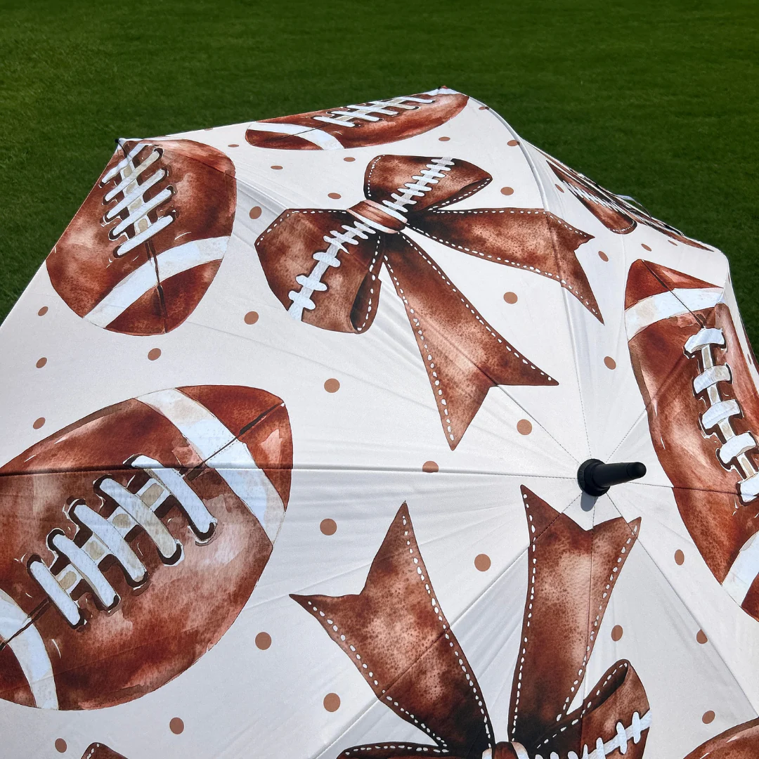 Footballs & Bows - UPF 50+ Large Golf Umbrella - Image 4