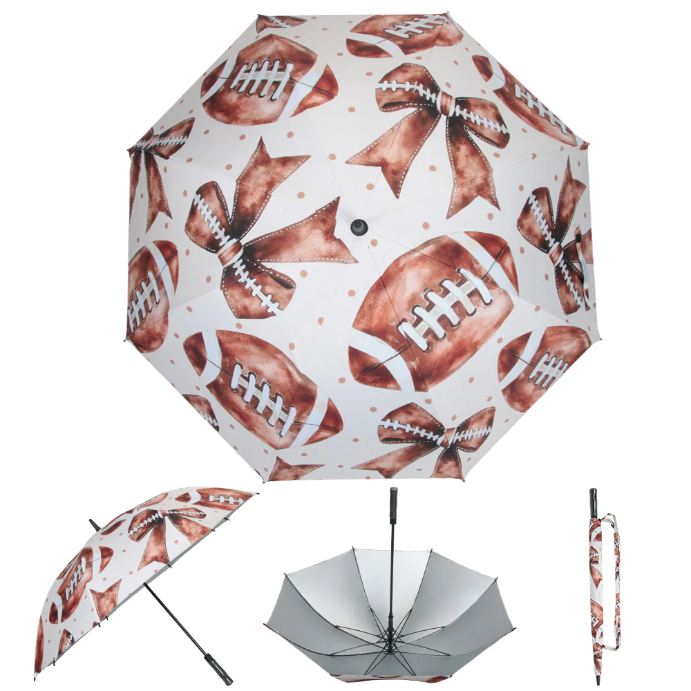 Footballs & Bows - UPF 50+ Large Golf Umbrella - Image 6