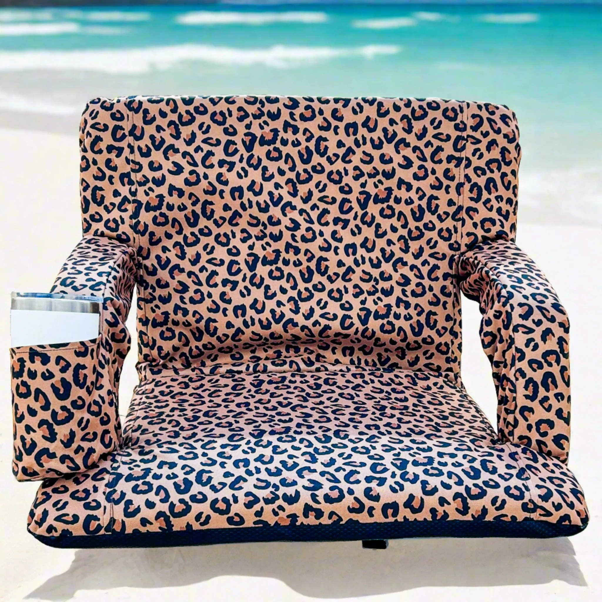 Leopard Print 23" Stadium Seat with Armrests - Image 4