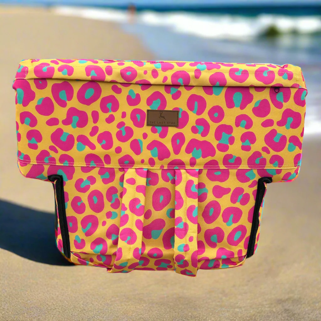 Neon Leopard Print 23" Stadium Seat with Armrests - Image 3