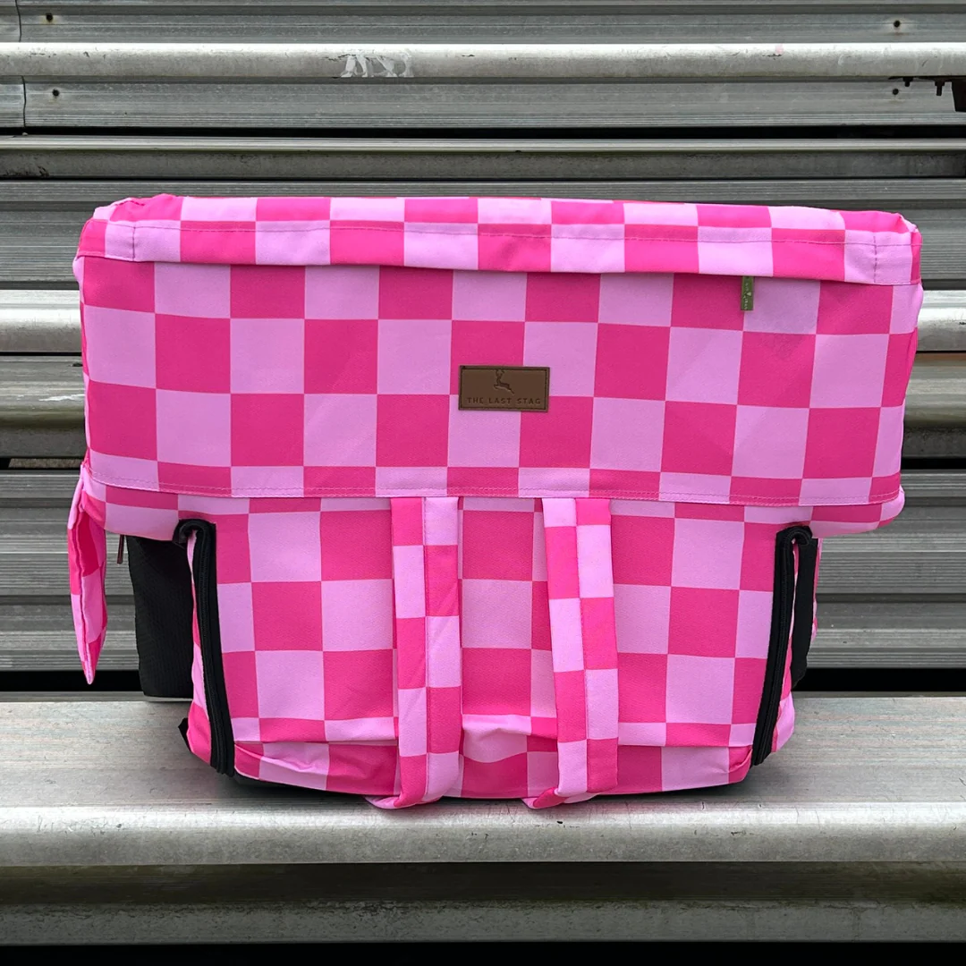 Heated Pink Checkerboard 23" Stadium Seat with Armrests - Image 3