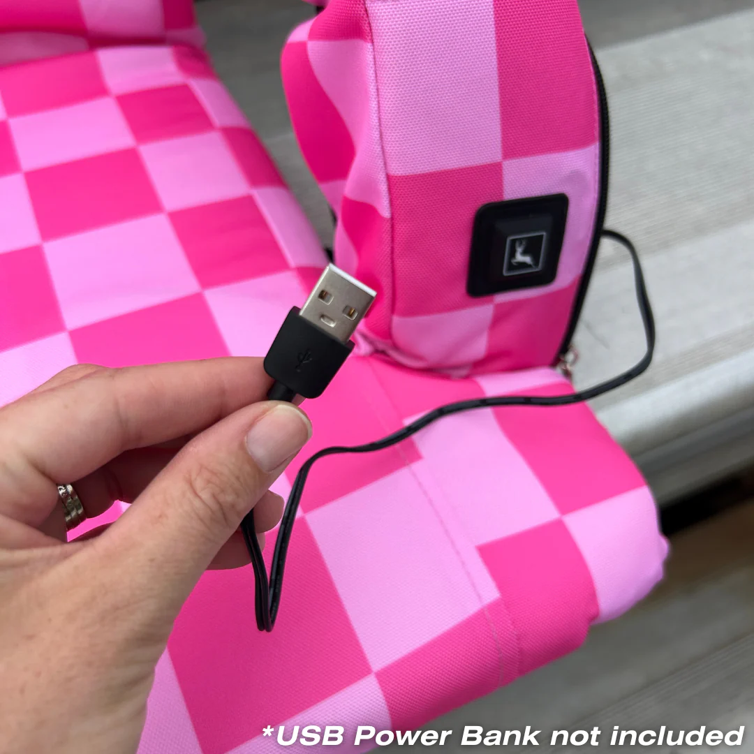 Heated Pink Checkerboard 23" Stadium Seat with Armrests - Image 4