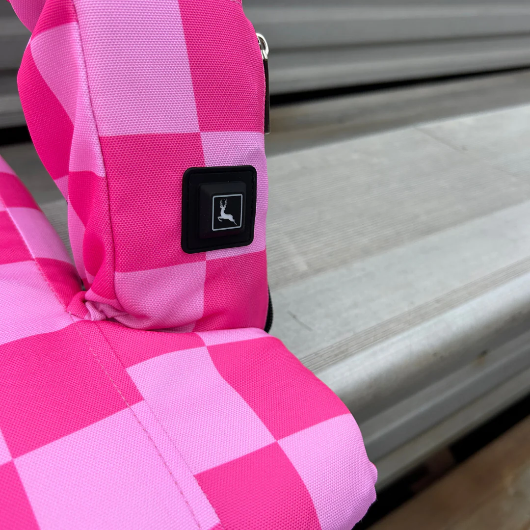 Heated Pink Checkerboard 23" Stadium Seat with Armrests - Image 7
