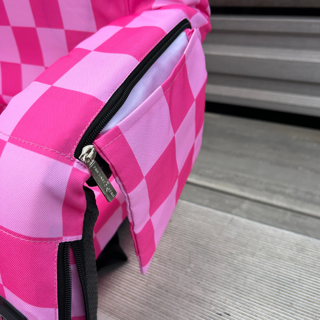 Heated Pink Checkerboard 23" Stadium Seat with Armrests - Image 8