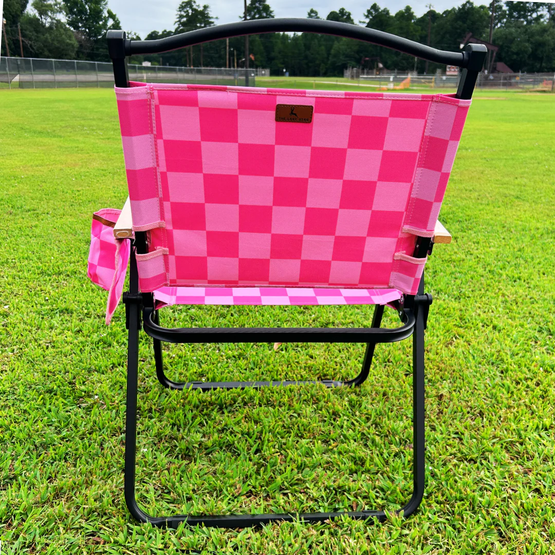 Pink Checkerboard Folding Lawn Chair - Image 3