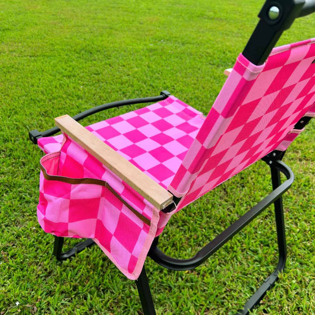 Pink Checkerboard Folding Lawn Chair - Image 4