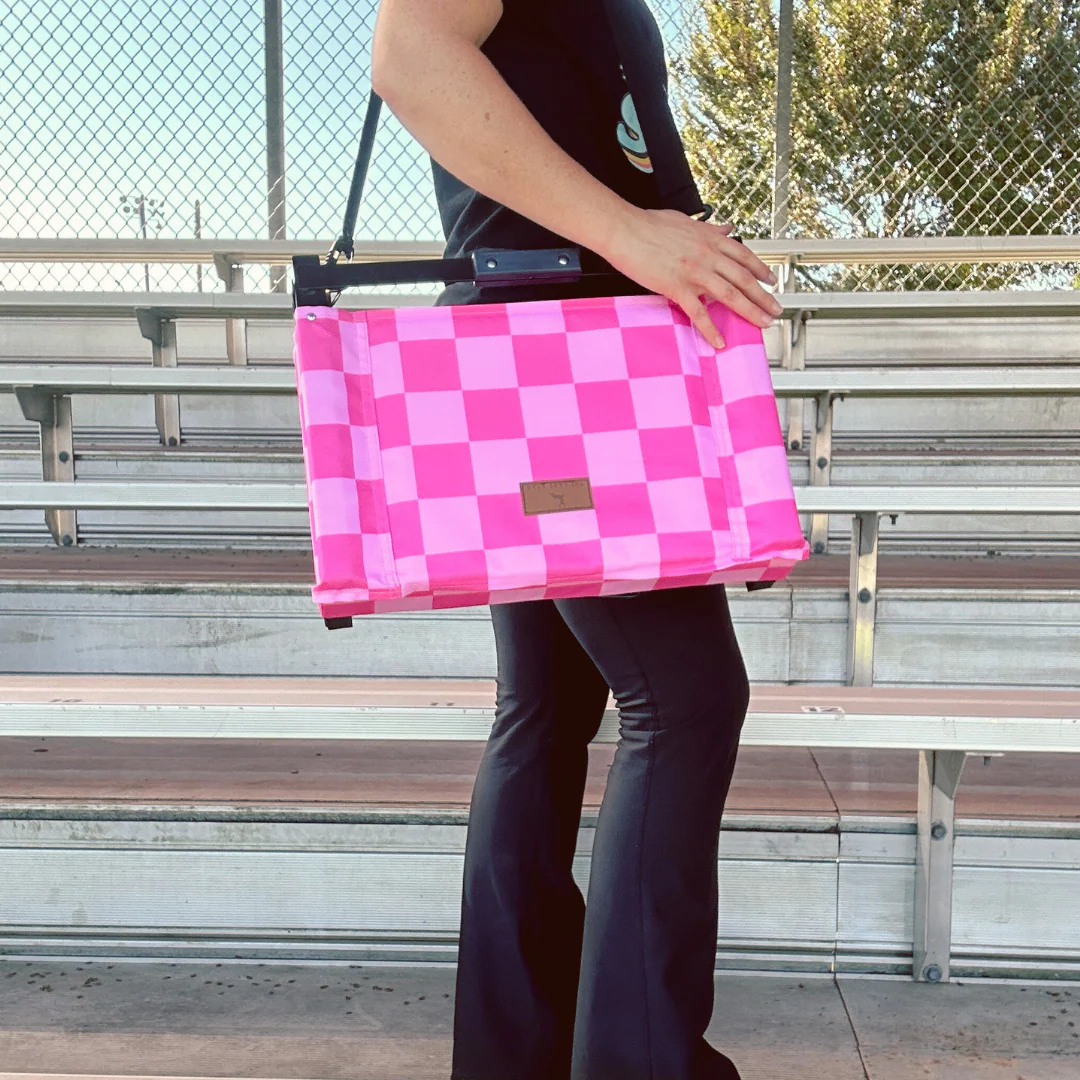 Pink Checkerboard Folding Stadium Seat - Image 4