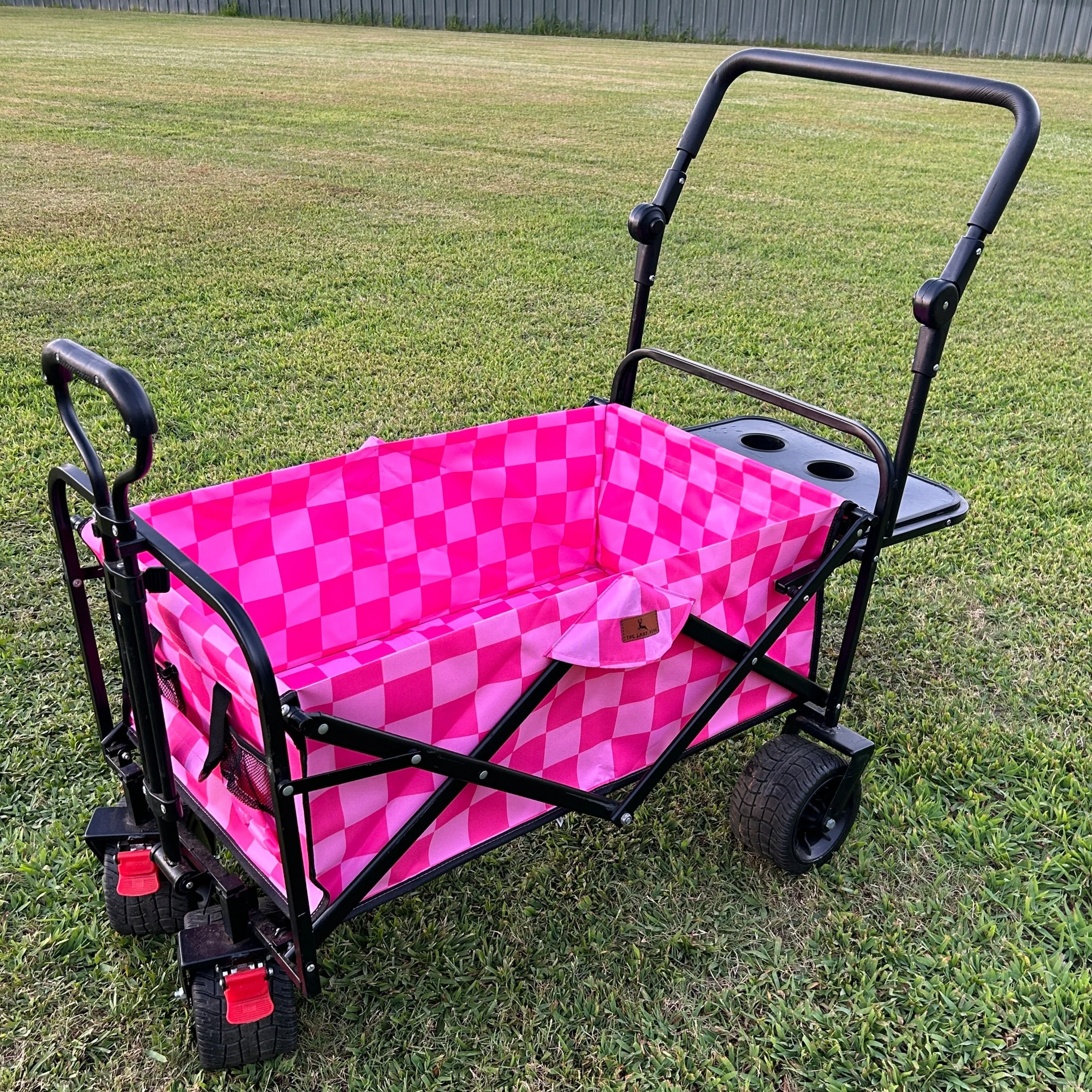 Pink Checkerboard Stroller Wagon - Image 5