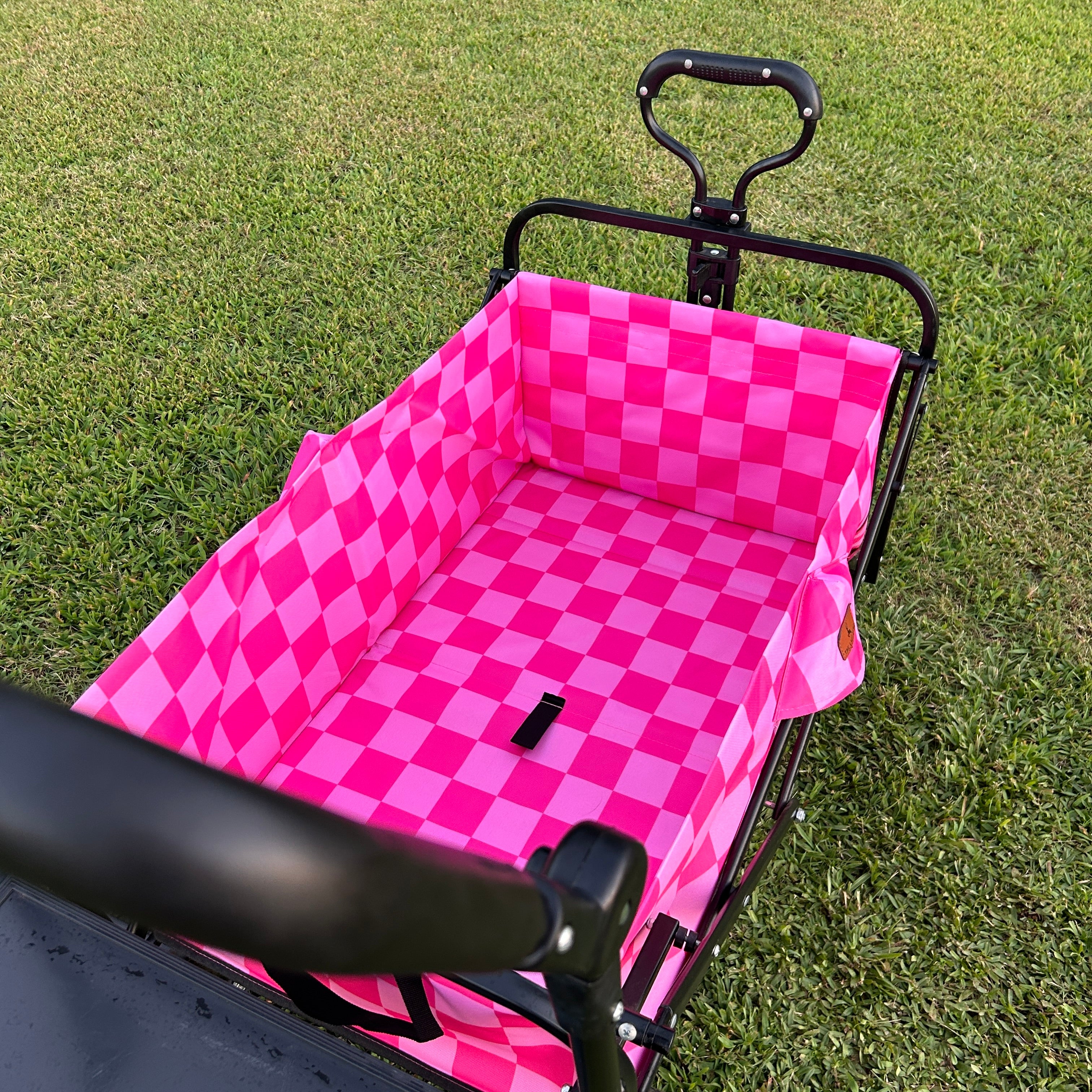 Pink Checkerboard Stroller Wagon - Image 6