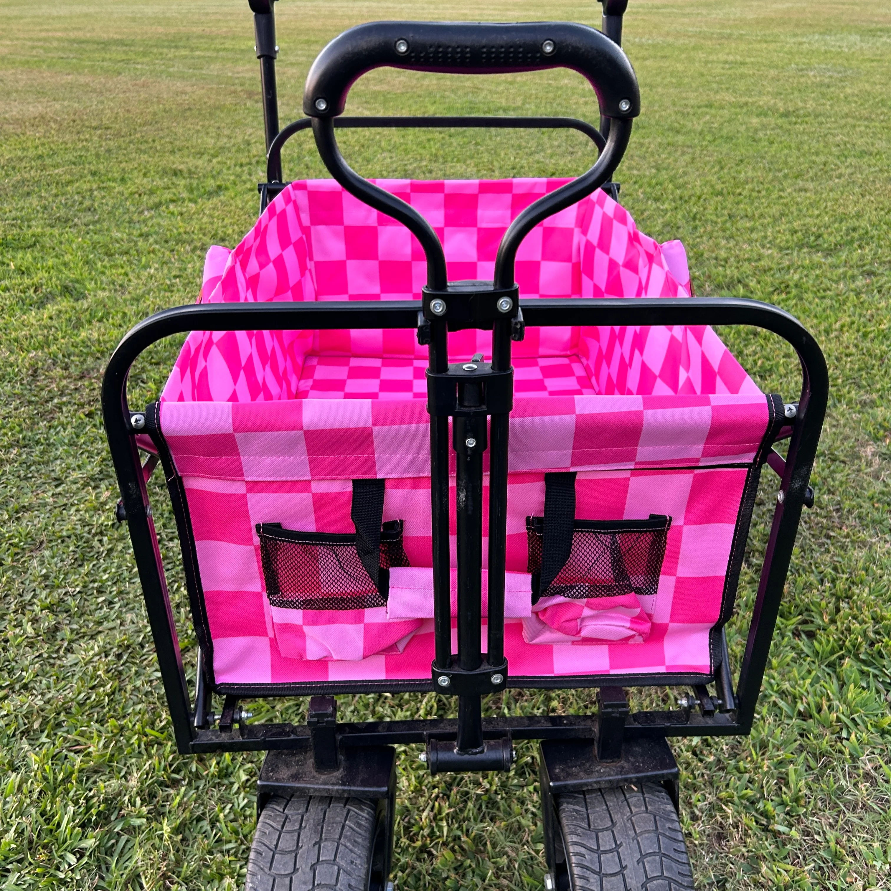 Pink Checkerboard Stroller Wagon - Image 7