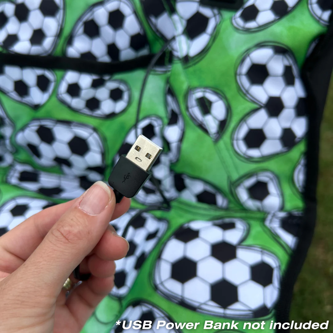 Soccer Hearts - Green - Heated Camping Chair - Image 3