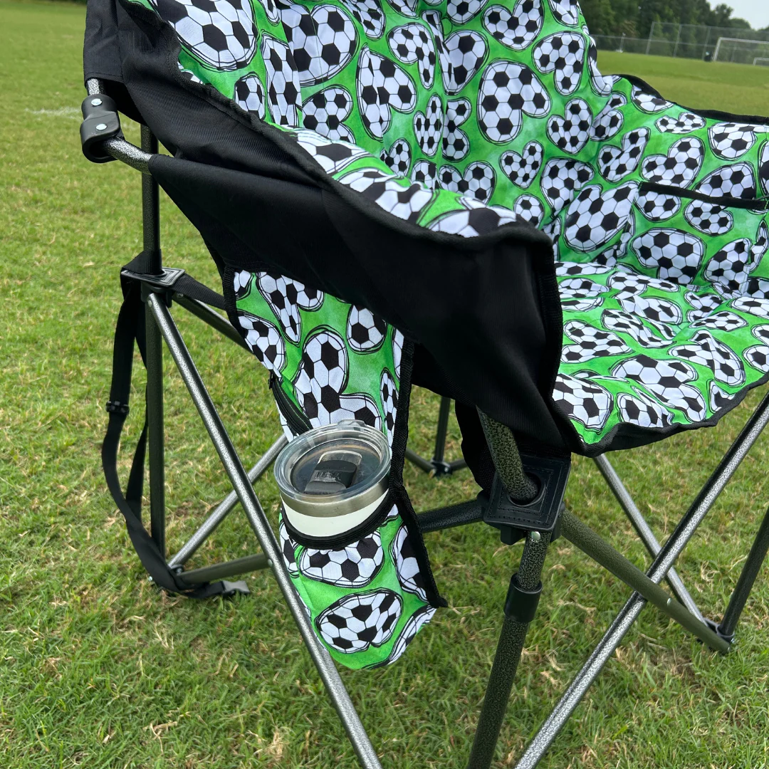 Soccer Hearts - Green - Heated Camping Chair - Image 5