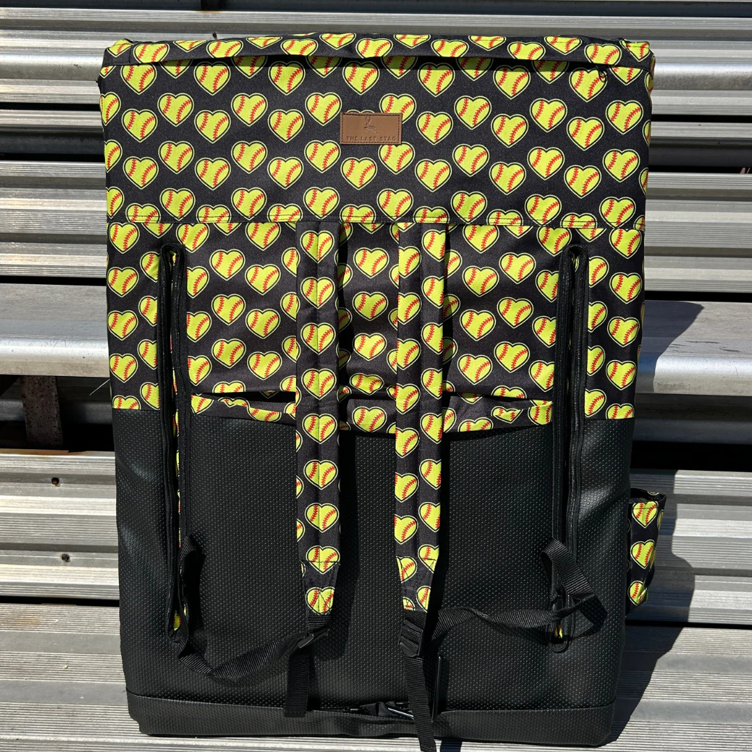 Softball Hearts - Black 23" Stadium Seat with Armrests - Image 4