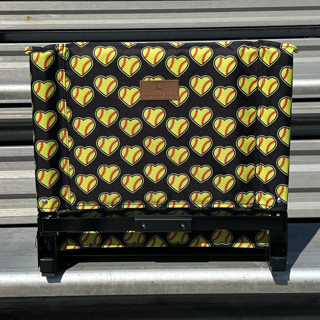 Softball Hearts - Black Folding Stadium Seat - Image 3