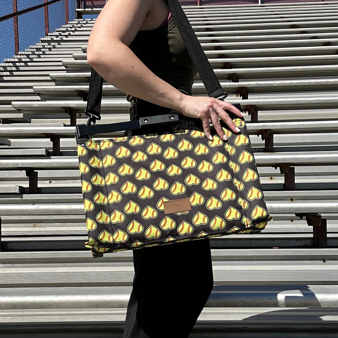 Softball Hearts - Black Folding Stadium Seat - Image 4